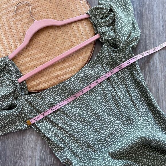 Nwt & other stories green speckled puff sleeve smocked midi dress women’s 6 - Picture 7 of 9